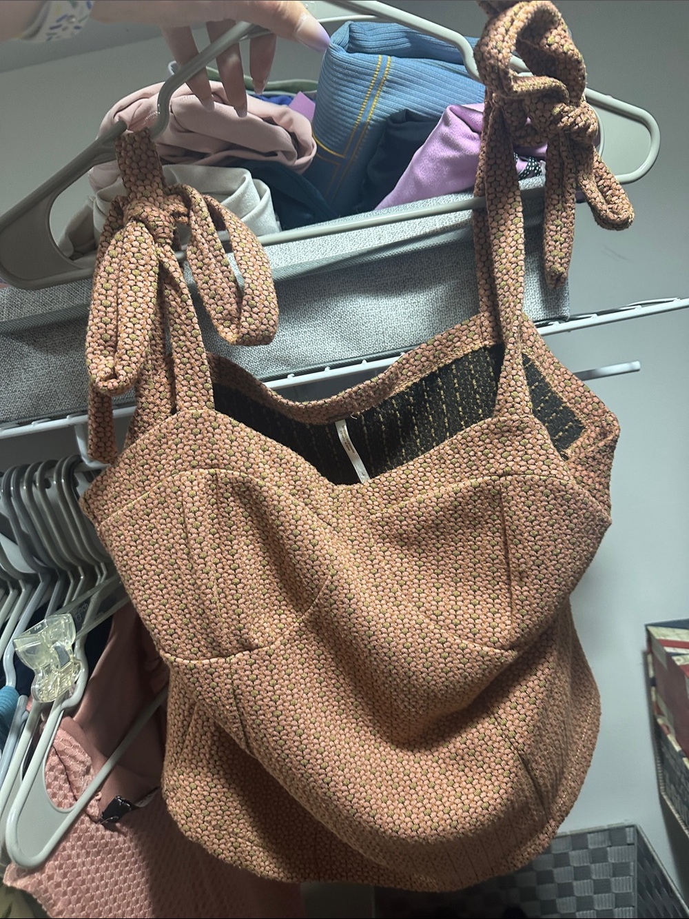 Free People L Woven Tie-Shoulder Tote Bag in Rust